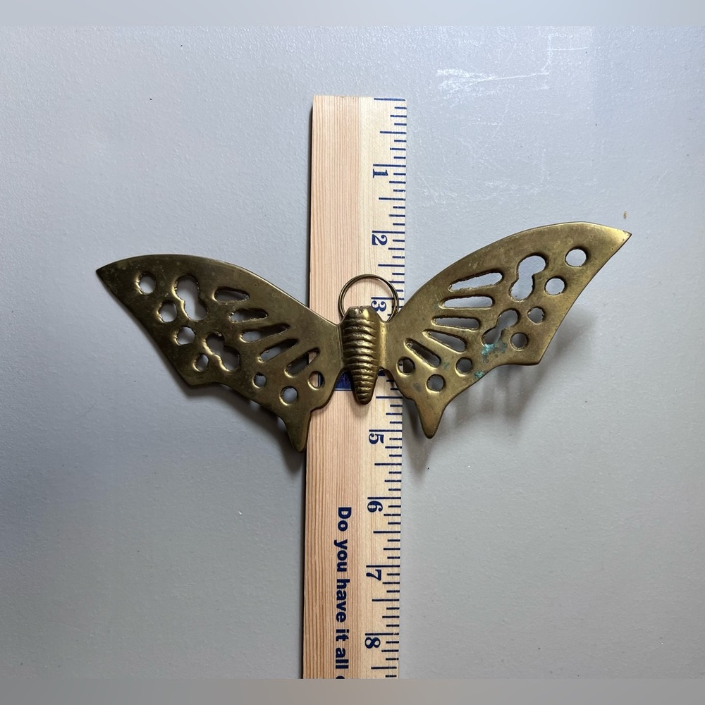 Vtg MCM Brass Butterfly Wall Hanging Decor Mid Century Modern Boho 8” - Picture 6 of 8